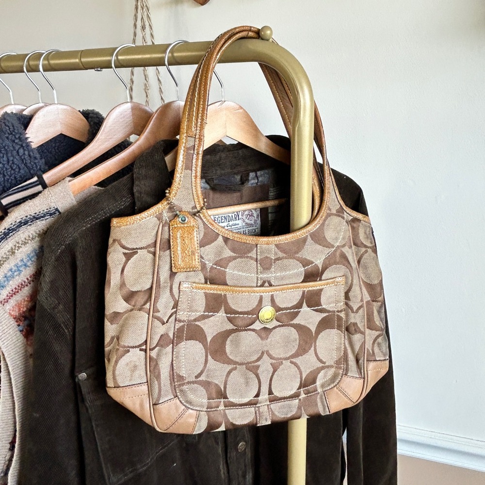 Coach Ergo Signature Jacquard Tote Bag Brown Tan Monogram Vintage y2k